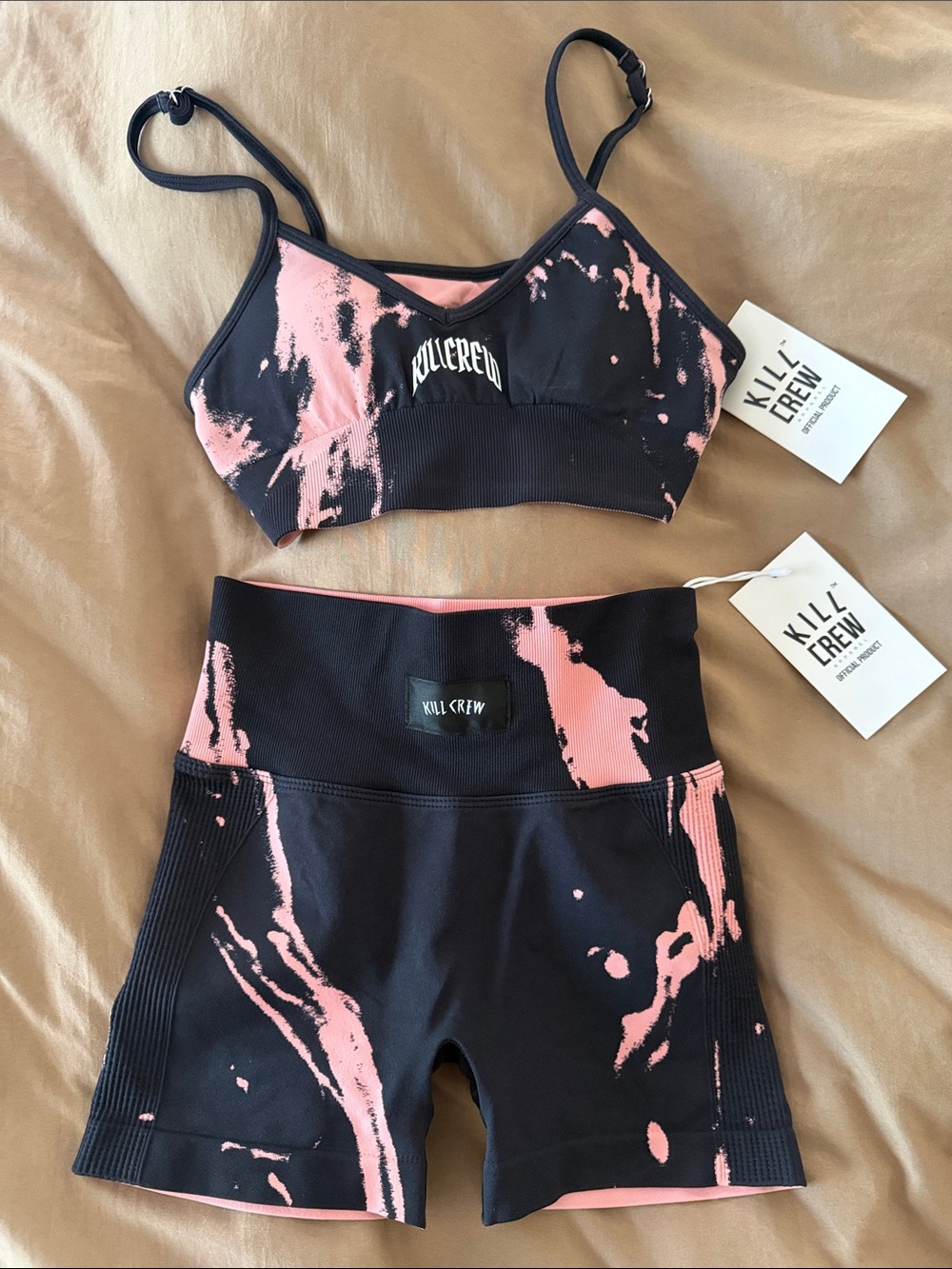 Kill Crew Black & Pink Tie-Dye Athletic Shorts Set